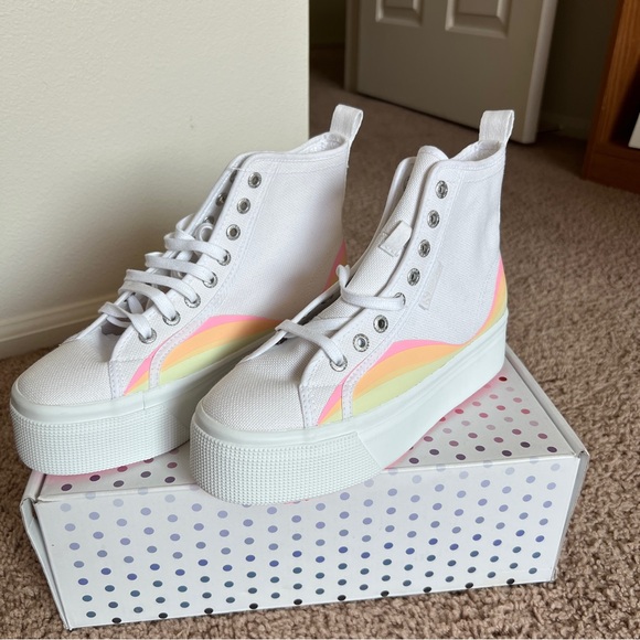 NIB Superga Rainbow Platform High Tops - Picture 7 of 13